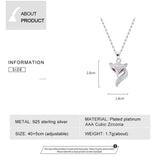 Fox Pendant Necklace Purple Crystal Eyes 925 Sterling Silver CZ Bridal Wedding