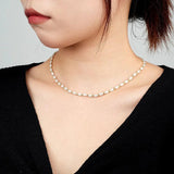 S925 Sterling Silver Pearl Beaded Chocker Necklace