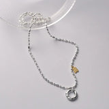 925 Sterling Silver Bear Donut Ring Pendant Necklace for Women