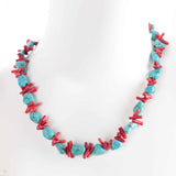 Red Coral Turquoise Gemstone DIY Chain 15in Bohemia Gift