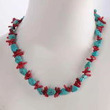 Red Coral Turquoise Gemstone DIY Chain 15in Bohemia Gift