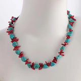 Red Coral Turquoise Gemstone DIY Chain 15in Bohemia Gift
