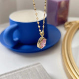 925 Silver Zircon Pendant Necklace Shine Light Aesthetics Party Jewelry