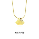 925 Real Silver Fan-shaped Shell Shape Necklace For Women Glossy Fine Jewelry