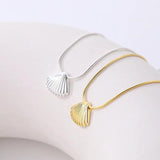 925 Real Silver Fan-shaped Shell Shape Necklace For Women Glossy Fine Jewelry