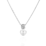 925 Silver Light Bulb Shell Pearl Pendant Necklace Women