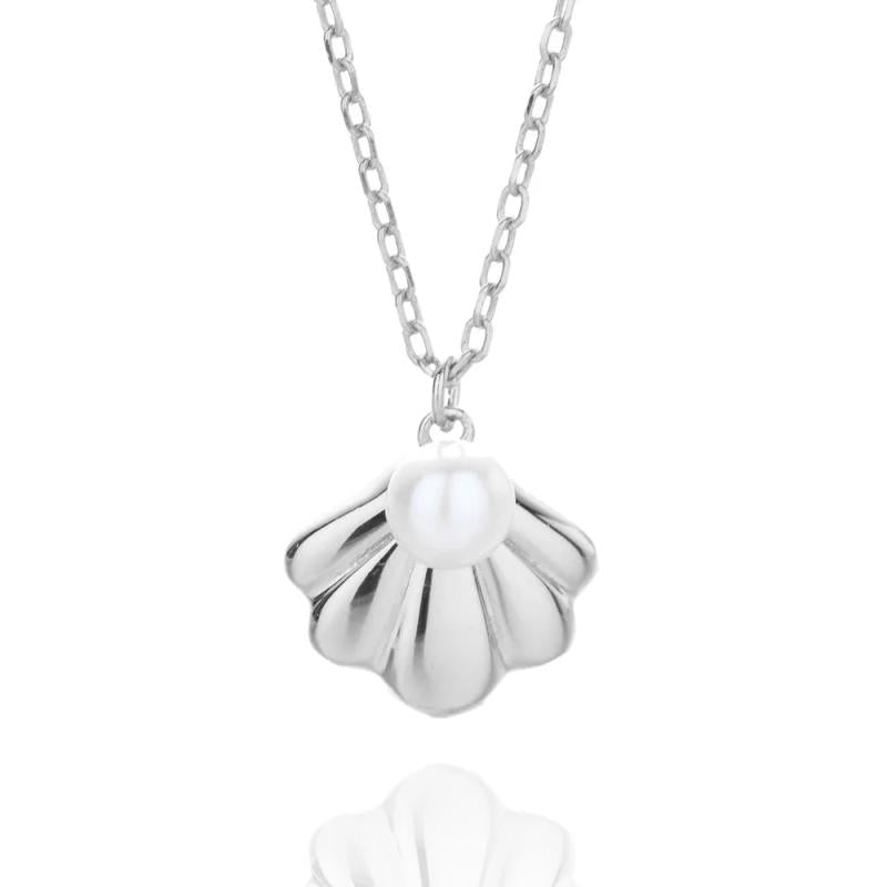 925 Sterling Silver Shell Pearl Pendant Necklace