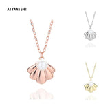 925 Sterling Silver Shell Pearl Pendant Necklace