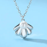 925 Sterling Silver Shell Pearl Pendant Necklace
