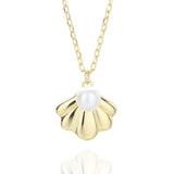 925 Sterling Silver Shell Pearl Pendant Necklace