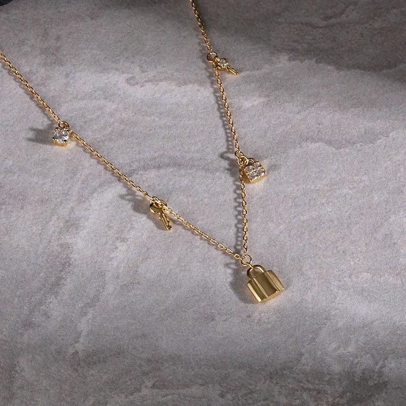 Sterling Silver Love Locks Geometric Necklace