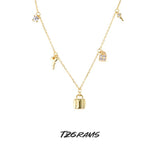 Sterling Silver Love Locks Geometric Necklace