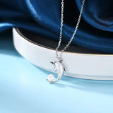 925 Silver Dolphin Shell Pearl Pendant Necklace for Women