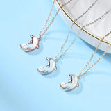925 Silver Dolphin Shell Pearl Pendant Necklace for Women