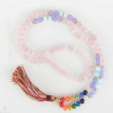 8mm Pink Quartz Aquamarine Purple Bead Chakra Bracelet