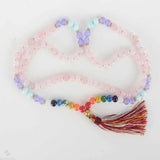 8mm Pink Quartz Aquamarine Purple Bead Chakra Bracelet