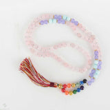 8mm Pink Quartz Aquamarine Purple Bead Chakra Bracelet