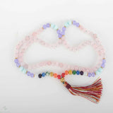 8mm Pink Quartz Aquamarine Purple Bead Chakra Bracelet