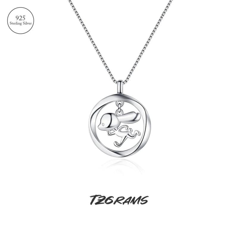 S925 Silver Running Rabbit Necklace Glossy Clavicle Chain