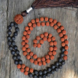 8mm Volcanic Rocks Sandalwood 108 Knot Necklace Chain Beaded