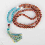 8mm Sandalwood Turquoise Bead Necklace Chakra Colorful Pray Easter