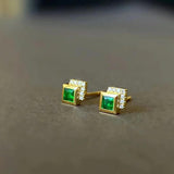 925 Silver Square Emerald Necklace Vintage Pendant for Women