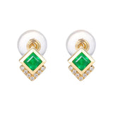 925 Silver Square Emerald Necklace Vintage Pendant for Women