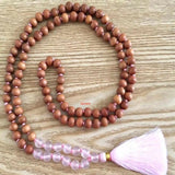 8mm Sandalwood Rose Quartz Gemstone Beads Necklace Spiritual Chakra DIY