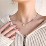 925 Silver Diamond Necklace Platinum-Plated Tank Chain