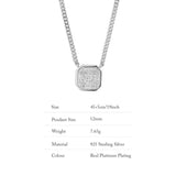 925 Silver Diamond Necklace Platinum-Plated Tank Chain