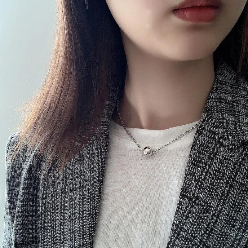 925 Silver Gypsophila Chain Choker Round Bead Necklace for Women