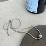 925 Silver Gypsophila Chain Choker Round Bead Necklace for Women
