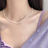 925 Silver Small Pearl Choker Necklace Classic Jewelry