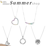 925 Silver Hearts Pendant Circle Necklace For Women