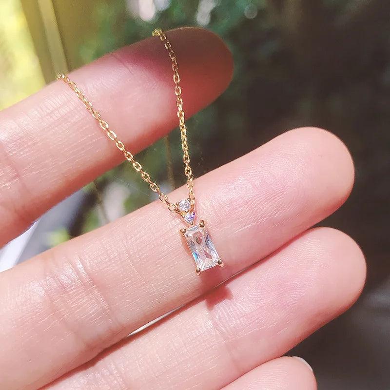 Sterling Silver Perfume Bottle Necklace with Zircon for Women