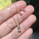 Sterling Silver Perfume Bottle Necklace with Zircon for Women
