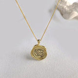 925 Silver Plated Elephant Coin Pendant Necklace for Women