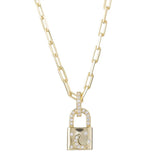 925 Silver Moon Lock Pendant Necklace Wide Chain Fashionable Jewelry