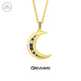 925 Silver Moon Necklace w/Zircon Collarbone Chain