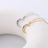925 Silver Moon Necklace w/Zircon Collarbone Chain