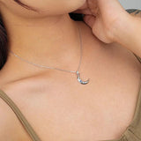 925 Silver Moon Necklace w/Zircon Collarbone Chain