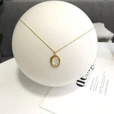 Sterling Silver Natural Shell Oval Pendant Necklace for Women