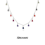 S925 Silver Tassel Necklace with Colorful Zircon Jewelry