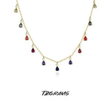S925 Silver Tassel Necklace with Colorful Zircon Jewelry