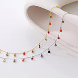 S925 Silver Tassel Necklace with Colorful Zircon Jewelry
