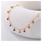 S925 Silver Tassel Necklace with Colorful Zircon Jewelry
