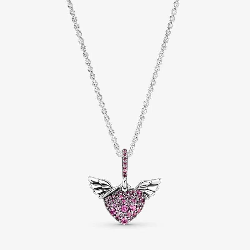 Women's 925 Silver Hearts Pendant Circle Necklace