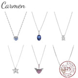 Women's 925 Silver Hearts Pendant Circle Necklace