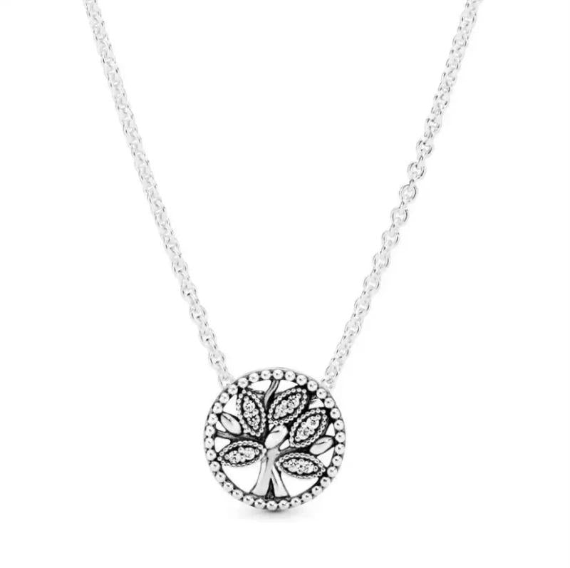925 Silver Hearts Pendant Circle Necklace For Women