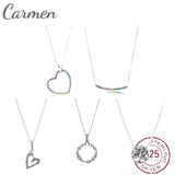 925 Silver Hearts Pendant Circle Necklace For Women
